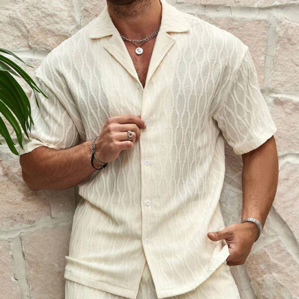 Men's Summer Tracksuit – 2-Piece Casual Set (Shirt + Shorts) - Image 2