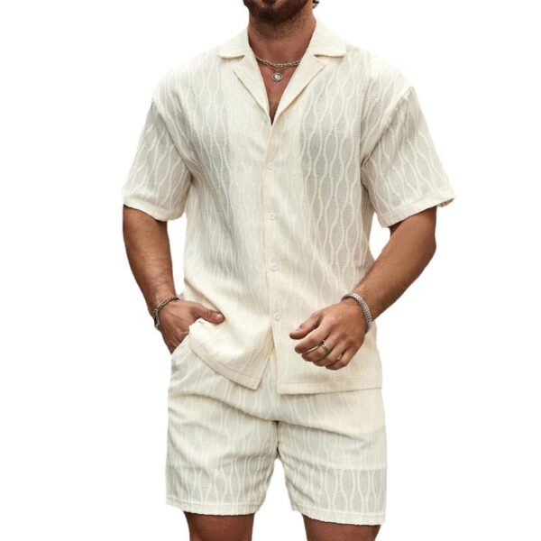 Men's Summer Tracksuit – 2-Piece Casual Set (Shirt + Shorts) - Image 3