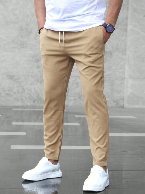 Men's Casual Spring Pants With Pockets Fashion Slim Fit Drawstring Trousers - Image 7