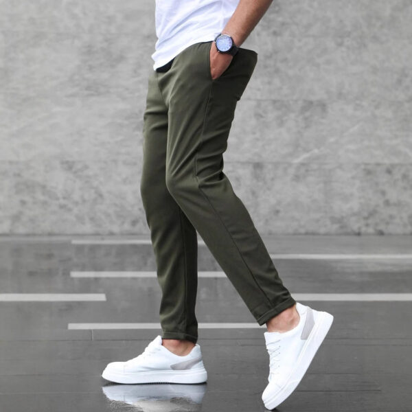 Men's Casual Spring Pants With Pockets Fashion Slim Fit Drawstring Trousers - Image 2