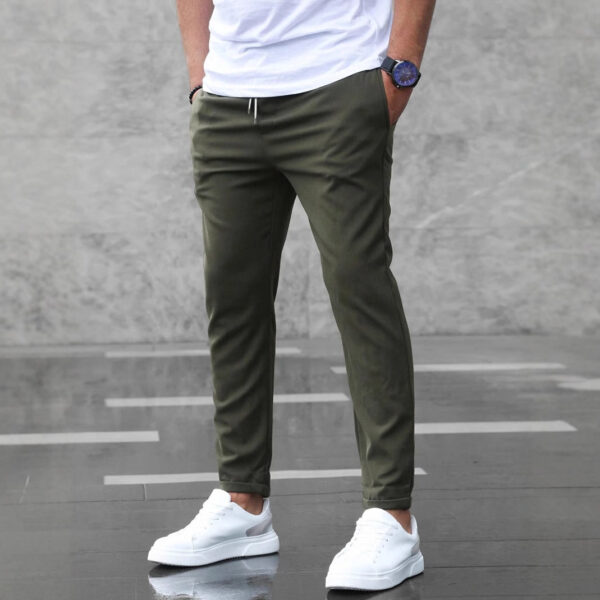 Men's Casual Spring Pants With Pockets Fashion Slim Fit Drawstring Trousers - Image 4