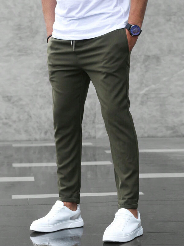 Men's Casual Spring Pants With Pockets Fashion Slim Fit Drawstring Trousers - Image 3
