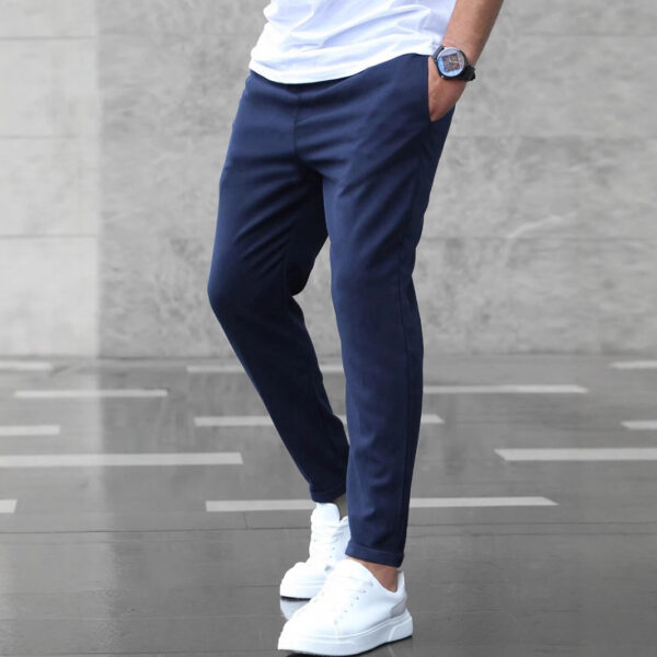Men's Casual Spring Pants With Pockets Fashion Slim Fit Drawstring Trousers - Image 6